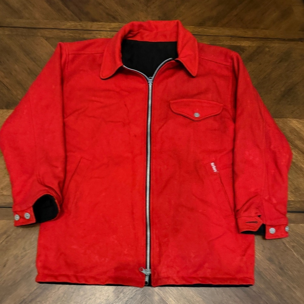 Vintage Marlboro Country Store Red Wool Blend Zip Up Jacket Mens Small POS 88841
